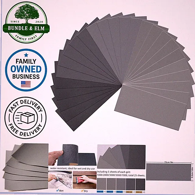 25PCS Wet Dry Sandpaper Set High Grit 1000-7000 for Wood Metal Automotive Pol...
