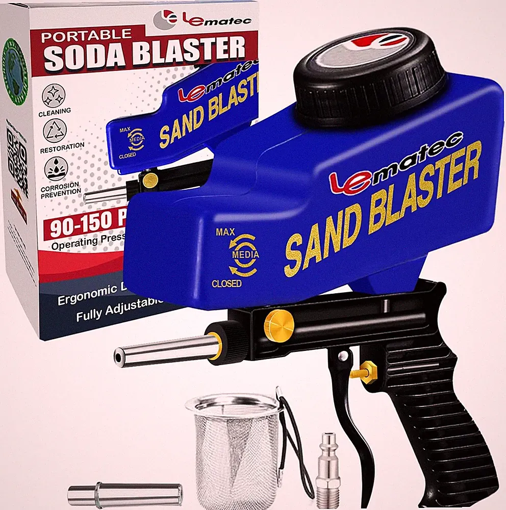 Sand Blaster Gun Kit for Air Compressor - Portable Sandblaster for Paint & Rust
