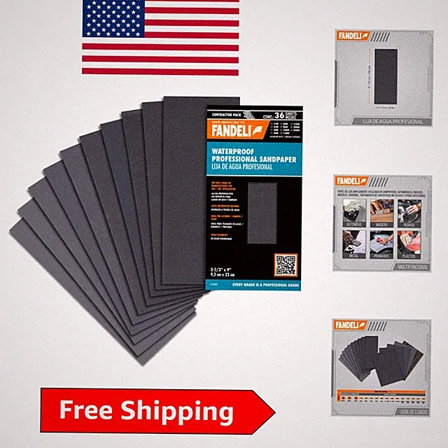 Water-Resistant Sandpaper Set: 36 Sheets for Automotive & Household Applications
